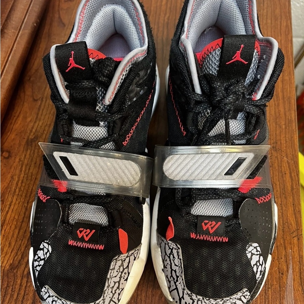 Jordan Kids' Black and Red Sneakers with Gray Accents